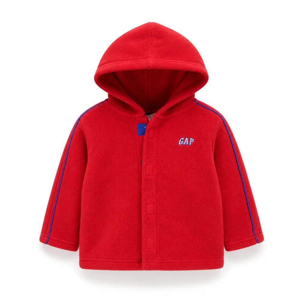 Front view of Baby Gap Red Fleece Hooded Basic Jacket 18-24 Months unisex winter coat