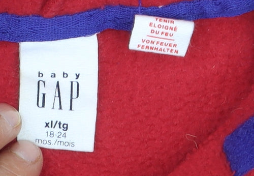 Baby GAP Red Fleece Hooded Basic Jacket 18-24 Months Unisex Winter Coat