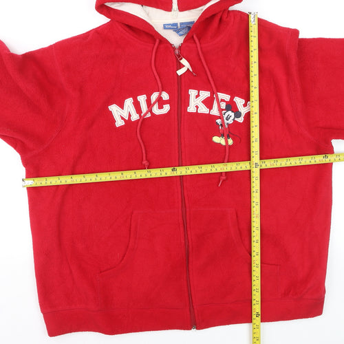 Disney Women Red Full Zip Hoodie Fleece XL Mickey Mouse Design