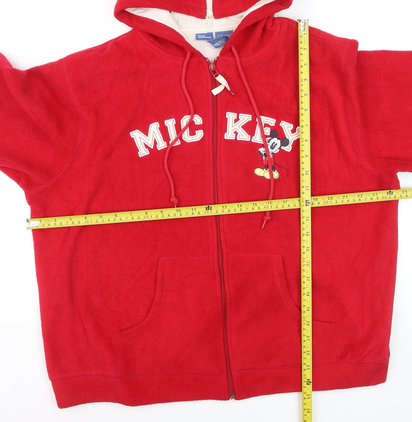 Disney Women Red Full Zip Hoodie Fleece XL Mickey Mouse Design