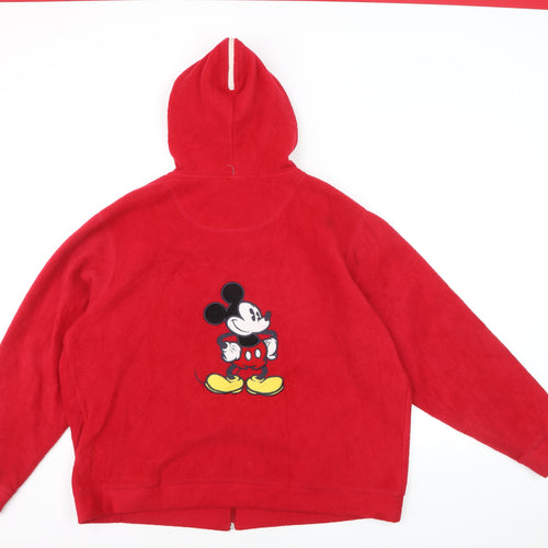 Disney Women Red Full Zip Hoodie Fleece XL Mickey Mouse Design