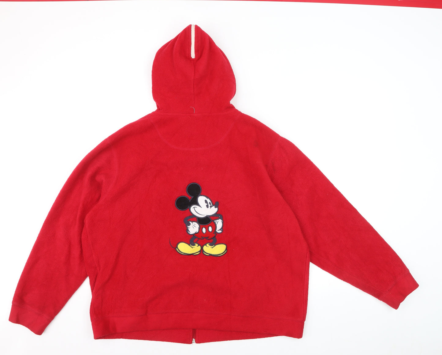 Disney Women Red Full Zip Hoodie Fleece XL Mickey Mouse Design