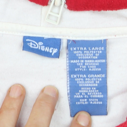Disney Women Red Full Zip Hoodie Fleece XL Mickey Mouse Design