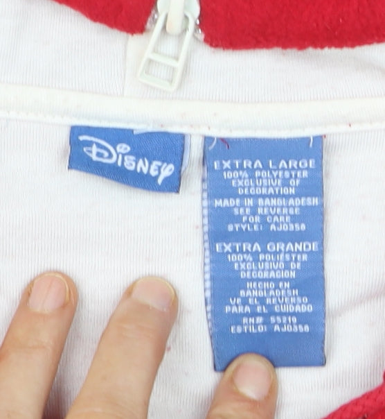 Disney Women Red Full Zip Hoodie Fleece XL Mickey Mouse Design