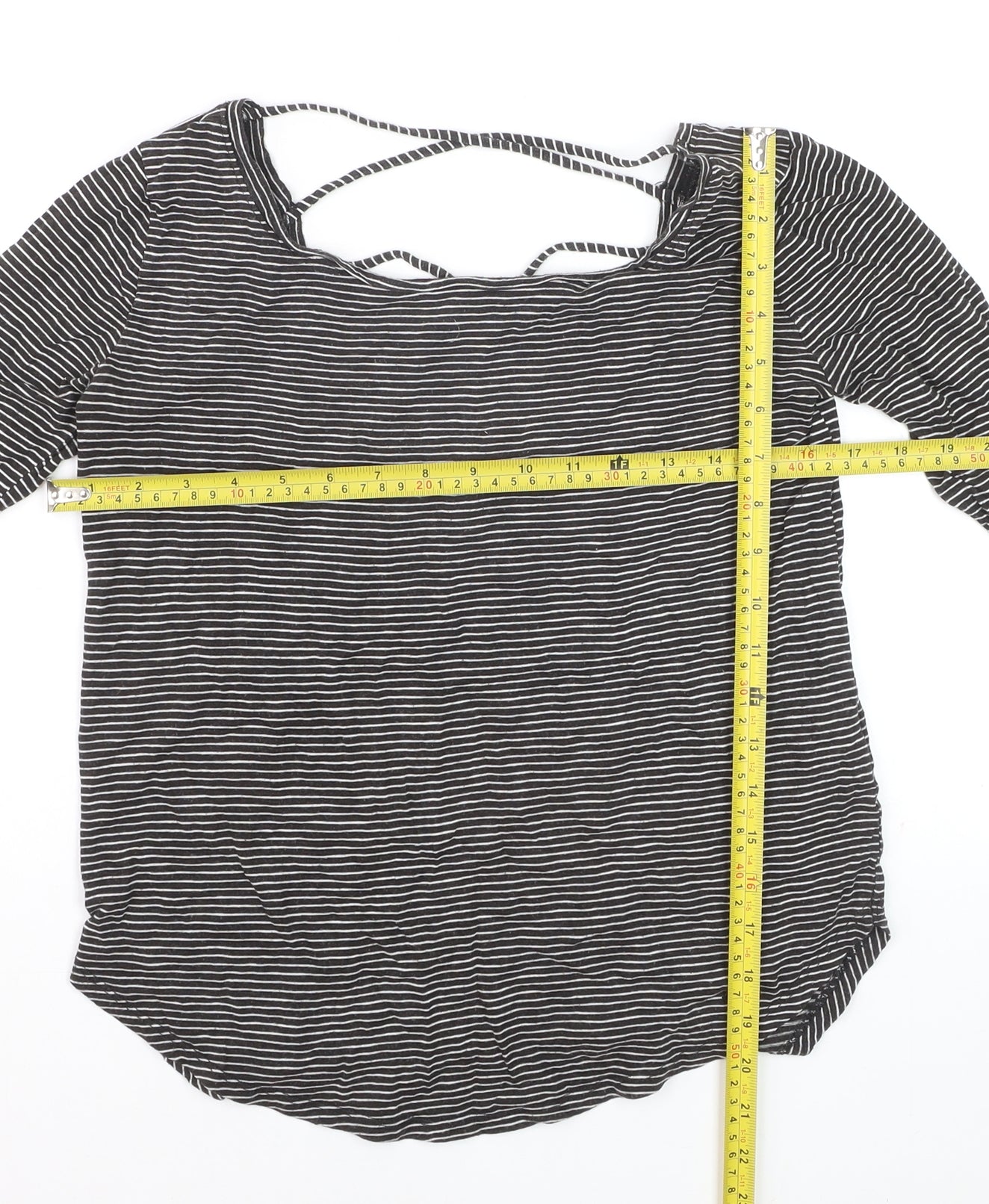 Hollister Womens Black Striped Long Sleeve Jersey Top XS