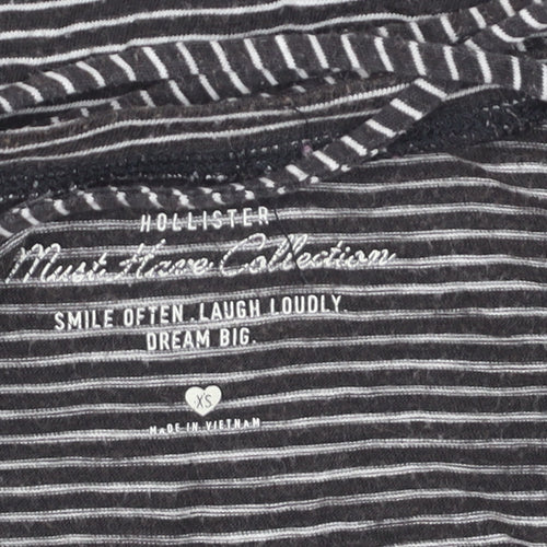 Hollister Womens Black Striped Long Sleeve Jersey Top XS