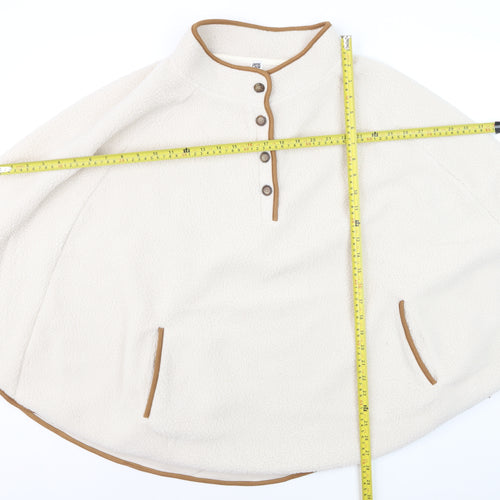 La Redoute Women’s Ivory Fleece Cape M Lined Button Detail