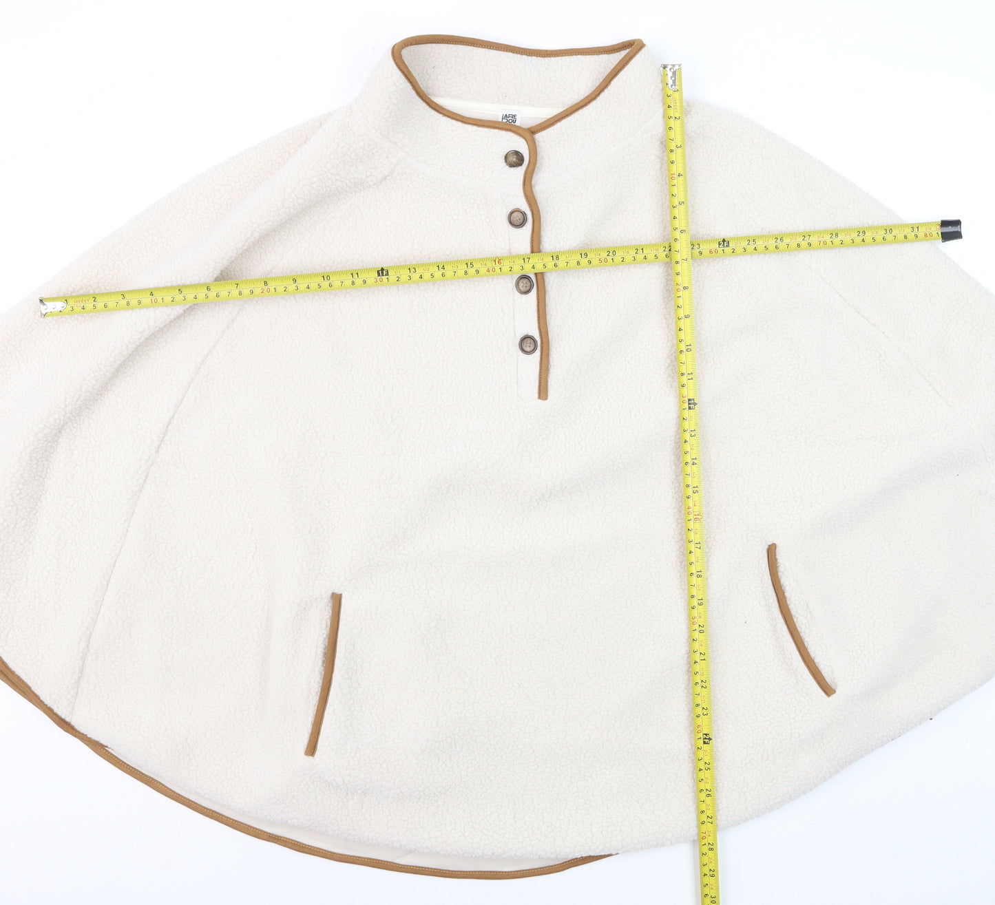 La Redoute Women’s Ivory Fleece Cape M Lined Button Detail