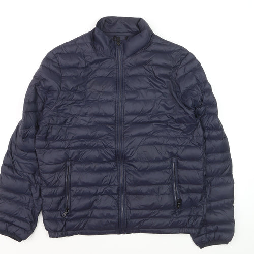 Marks and Spencer Men's Blue Puffer Jacket M Lightweight Full Zip