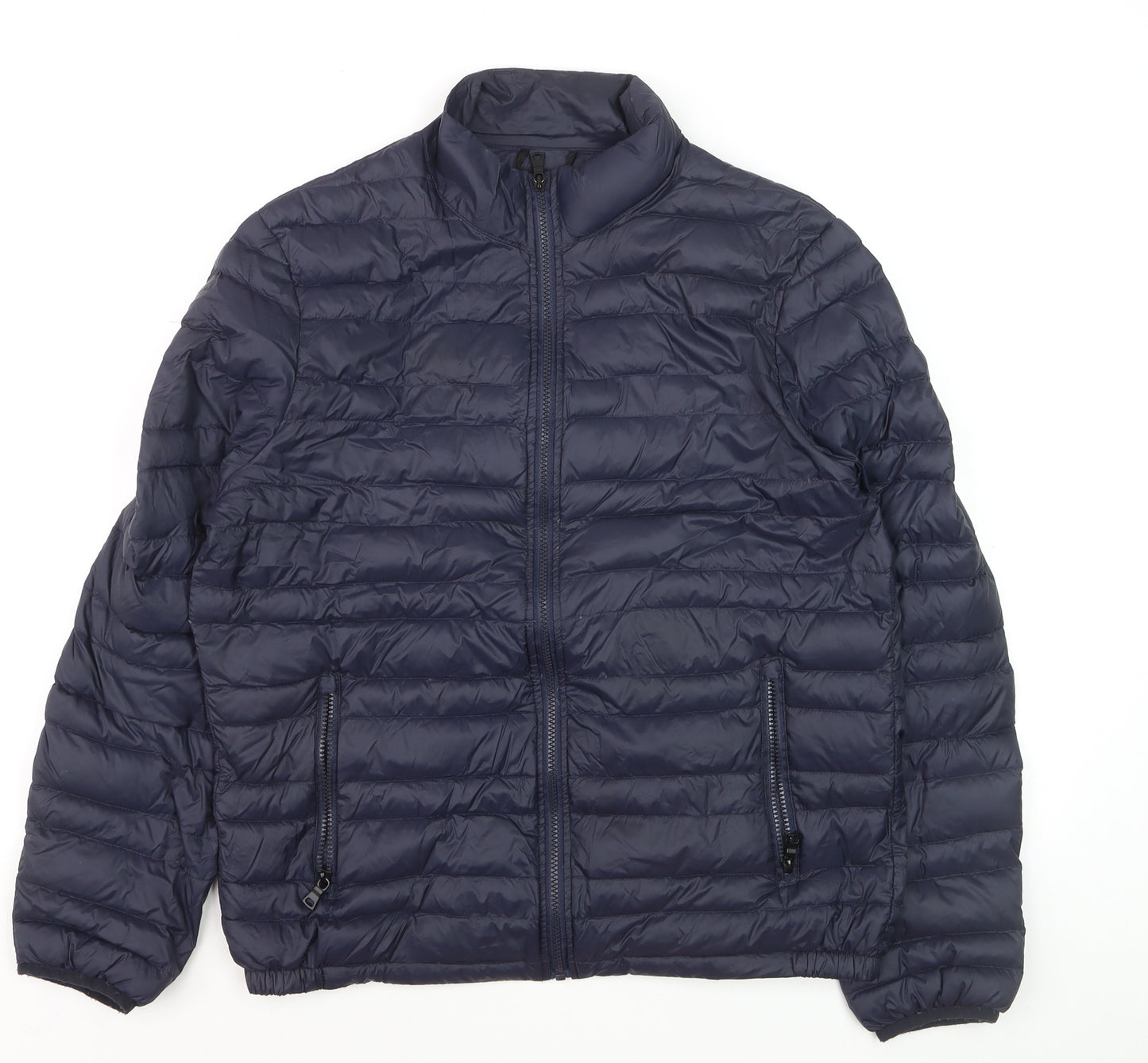Marks and Spencer Men's Blue Puffer Jacket M Lightweight Full Zip