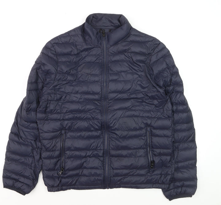 Marks and Spencer Men's Blue Puffer Jacket M Lightweight Full Zip