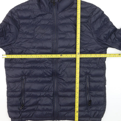 Marks and Spencer Men's Blue Puffer Jacket M Lightweight Full Zip