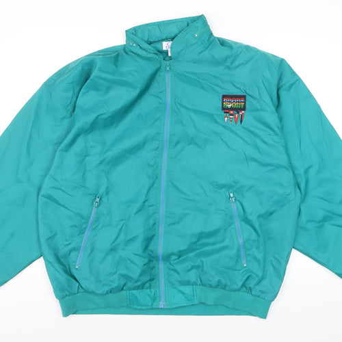 Costa Crociere Mens Green L Nylon Windbreaker Jacket Retro 90s Style