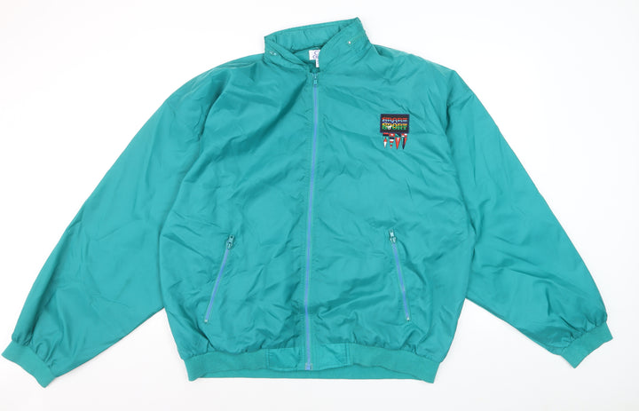 Costa Crociere Mens Green L Nylon Windbreaker Jacket Retro 90s Style