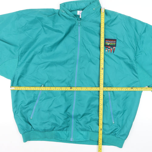 Costa Crociere Mens Green L Nylon Windbreaker Jacket Retro 90s Style