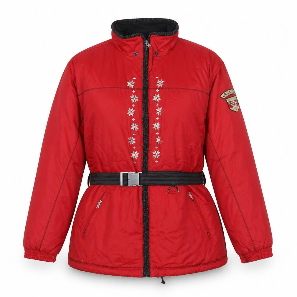 TCM Alpine Sports Red Belted Ski Jacket Women UK 10-12 Winter Puffer