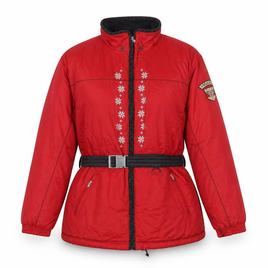 Front view of TCM Alpine Sports Red Belted Ski Jacket Women UK 10-12 Winter Puffer