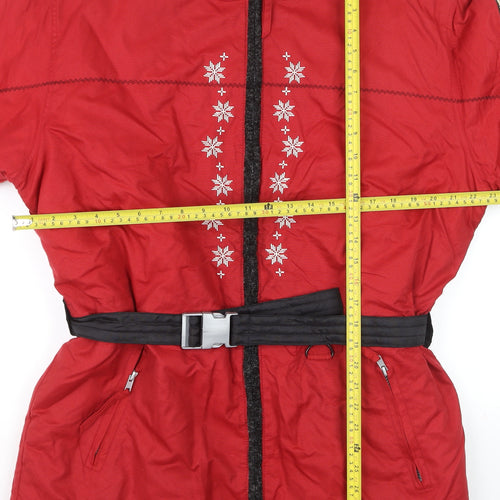 TCM Alpine Sports Red Belted Ski Jacket Women UK 10-12 Winter Puffer