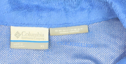 Columbia Women Blue Fleece Full Zip Hoodie XL Thermal Omni-Heat