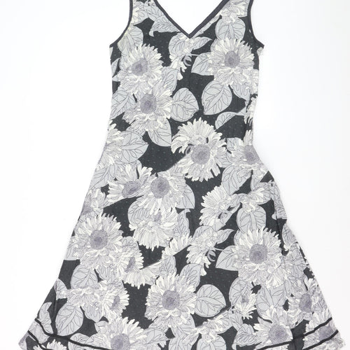 Marks and Spencer Per Una Women Black Floral A-Line Sleeveless Dress Size 14