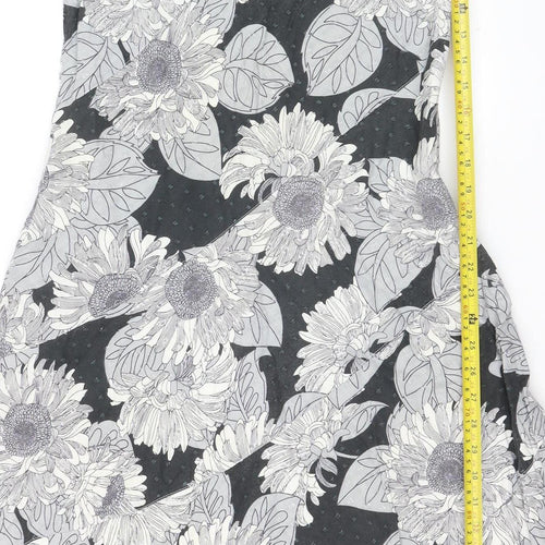 Marks and Spencer Per Una Women Black Floral A-Line Sleeveless Dress Size 14