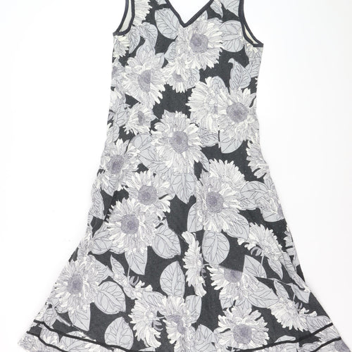 Marks and Spencer Per Una Women Black Floral A-Line Sleeveless Dress Size 14