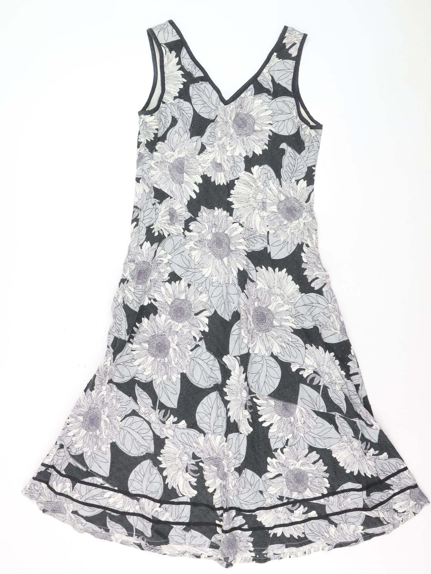Marks and Spencer Per Una Women Black Floral A-Line Sleeveless Dress Size 14