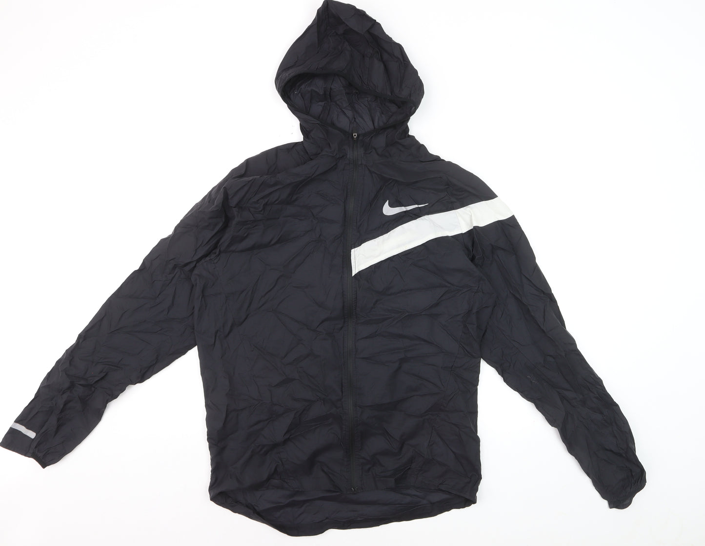 Nike Women's Black Small Windrunner Hooded Windbreaker Jacket
