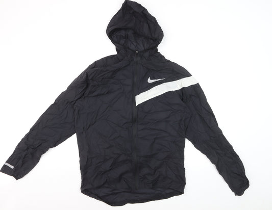 Nike Women's Black Small Windrunner Hooded Windbreaker Jacket