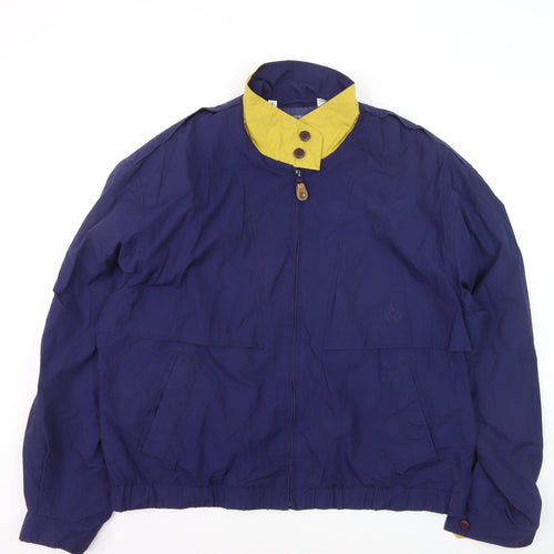 Members Only Men's Blue XL Windbreaker Jacket with Yellow Collar