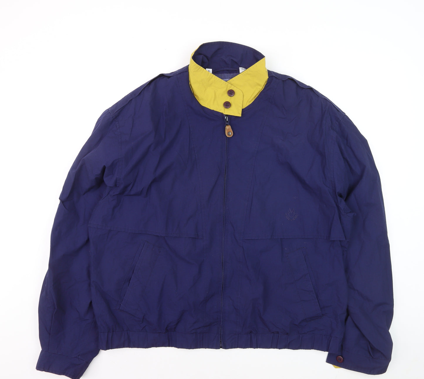Members Only Men's Blue XL Windbreaker Jacket with Yellow Collar