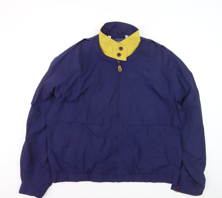 Members Only Men's Blue XL Windbreaker Jacket with Yellow Collar