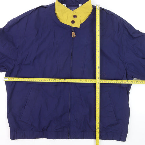 Members Only Men's Blue XL Windbreaker Jacket with Yellow Collar