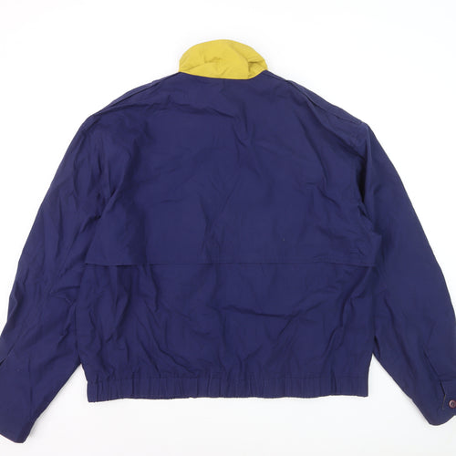 Members Only Men's Blue XL Windbreaker Jacket with Yellow Collar