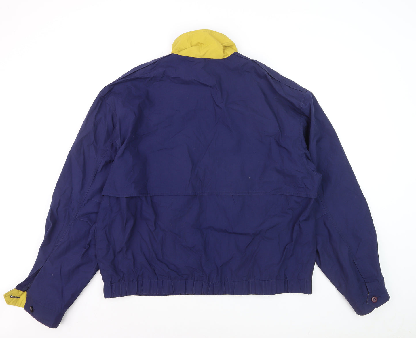 Members Only Men's Blue XL Windbreaker Jacket with Yellow Collar