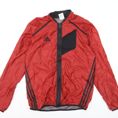 Adidas Men's Red Lightweight Windbreaker Jacket Size M