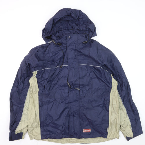 Coleman Men’s Blue XL Waterproof Hooded Rain Jacket Outdoor Coat
