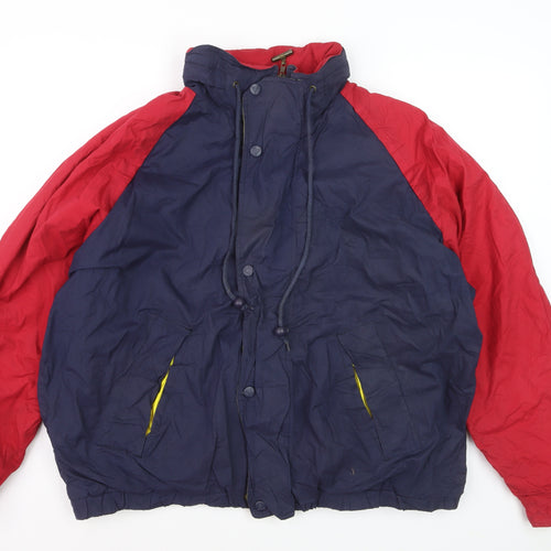 Mighty-Mac Men's Blue & Red XL Retro Hooded Puffer Jacket