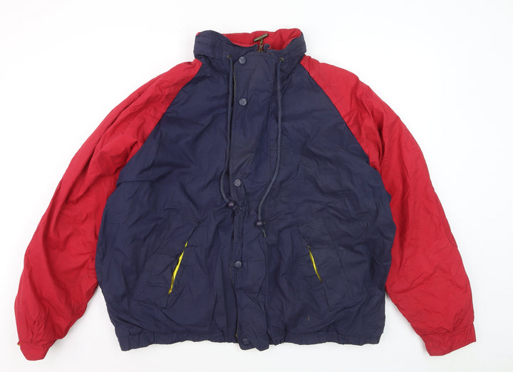 Mighty-Mac Men's Blue & Red XL Retro Hooded Puffer Jacket