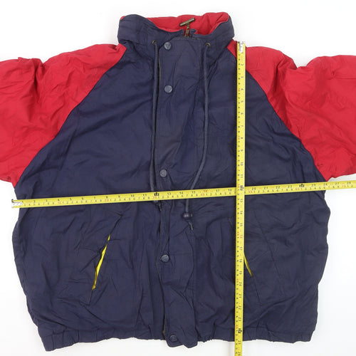 Mighty-Mac Men's Blue & Red XL Retro Hooded Puffer Jacket