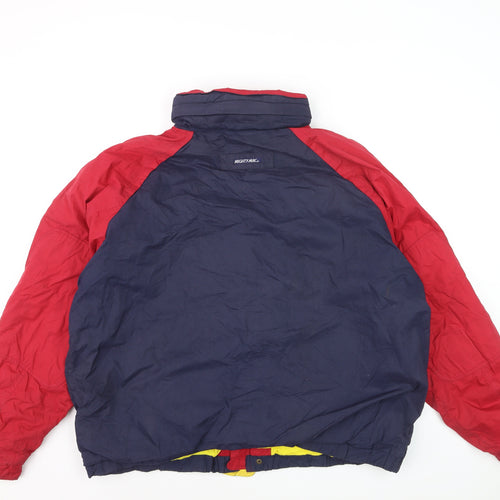 Mighty-Mac Men's Blue & Red XL Retro Hooded Puffer Jacket