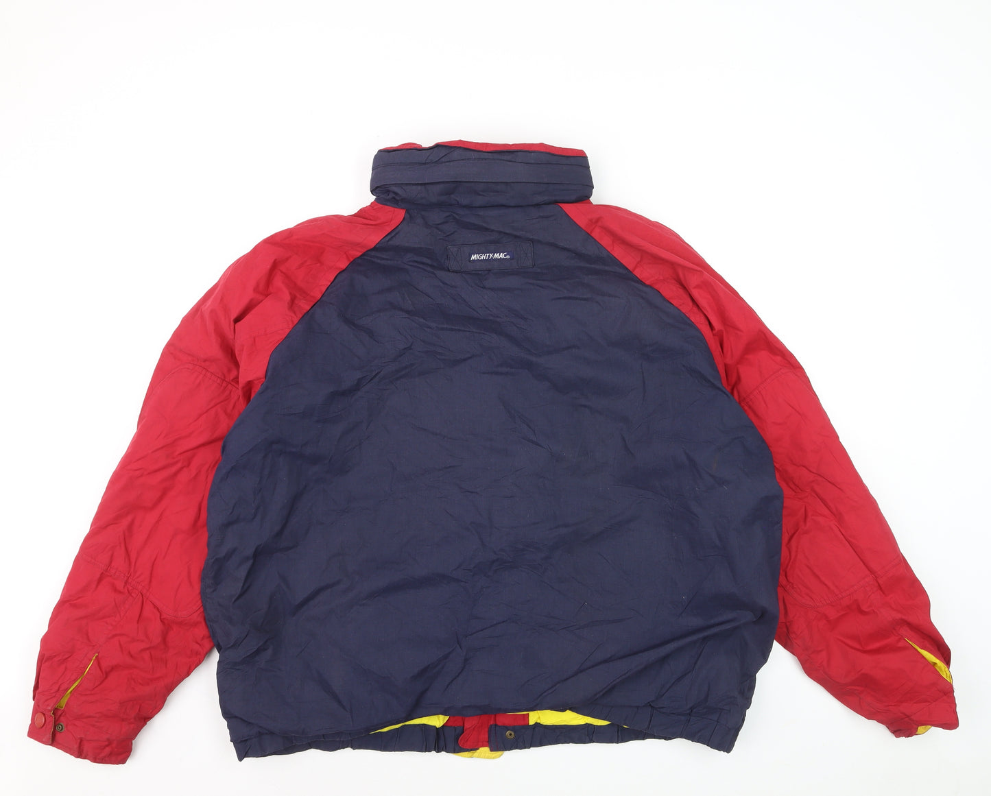 Mighty-Mac Men's Blue & Red XL Retro Hooded Puffer Jacket