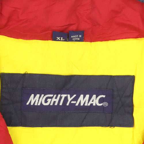 Mighty-Mac Men's Blue & Red XL Retro Hooded Puffer Jacket