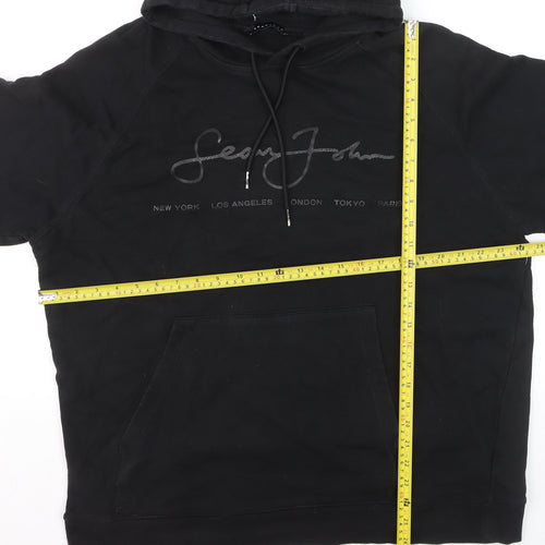 Sean John Men's Black XL Pullover Hoodie Short Sleeve Logo Cotton