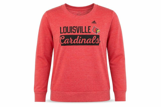 Front view of Adidas women’s red louisville cardinals pullover sweatshirt, size M