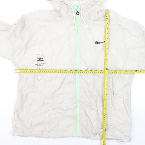 Nike Men's Beige Nylon Windbreaker Jacket XXL Hooded Lightweight Athletic
