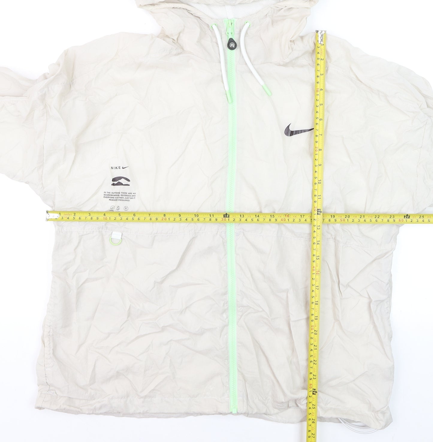 Nike Men's Beige Nylon Windbreaker Jacket XXL Hooded Lightweight Athletic