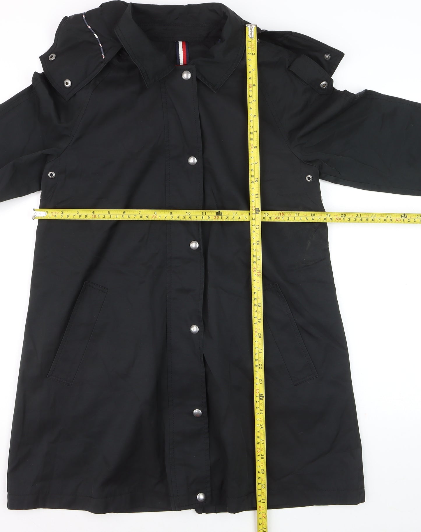 Tommy Hilfiger Men's Black Waterproof Hooded Rain Coat Size S