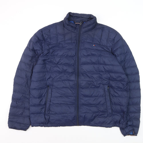 Tommy Hilfiger Men's Blue XL Puffer Jacket Nylon Down Quilted Coat