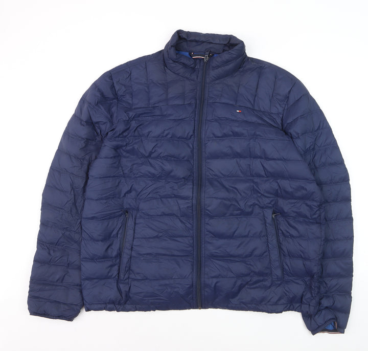 Tommy Hilfiger Men's Blue XL Puffer Jacket Nylon Down Quilted Coat